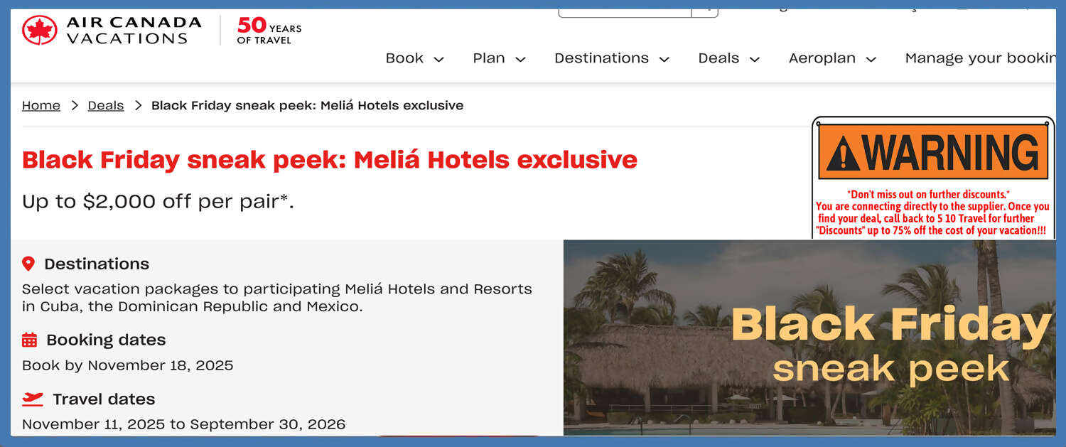 Air Canada Vacations Black friday