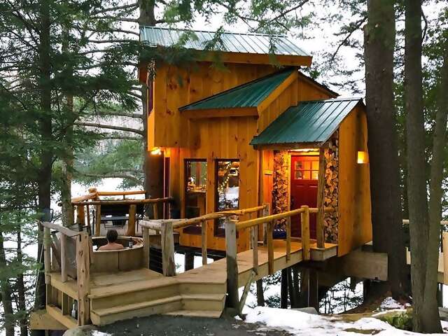 In the corner of Vermont known as the Northeast Kingdom, this treehouse above Walker Pond is one of the most regal castles