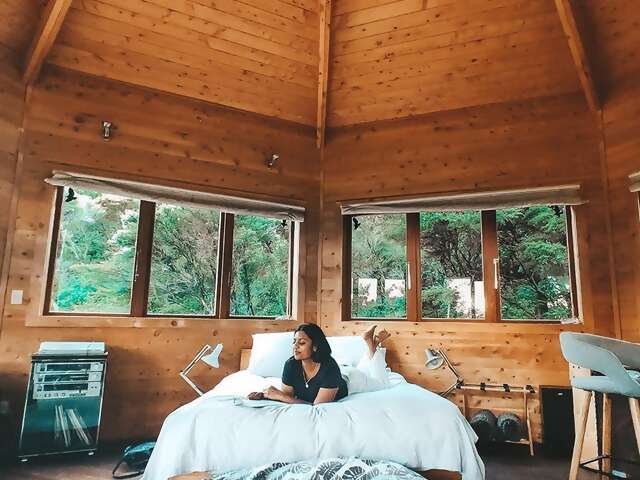 This treehouse is only a ferry ride and short drive from Auckland but feels like a true escape