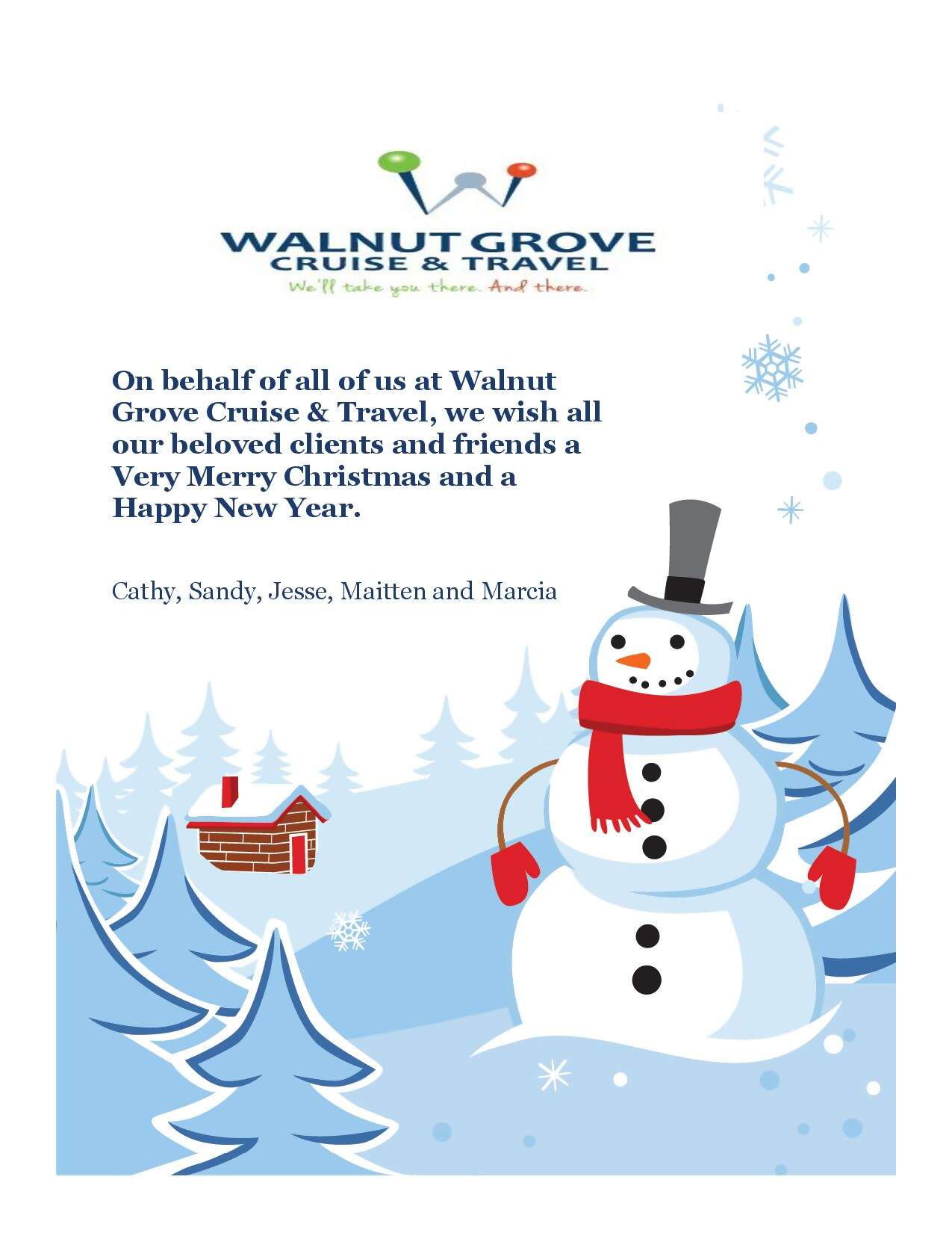 Greetings from Walnut Grove Cruise & Travel