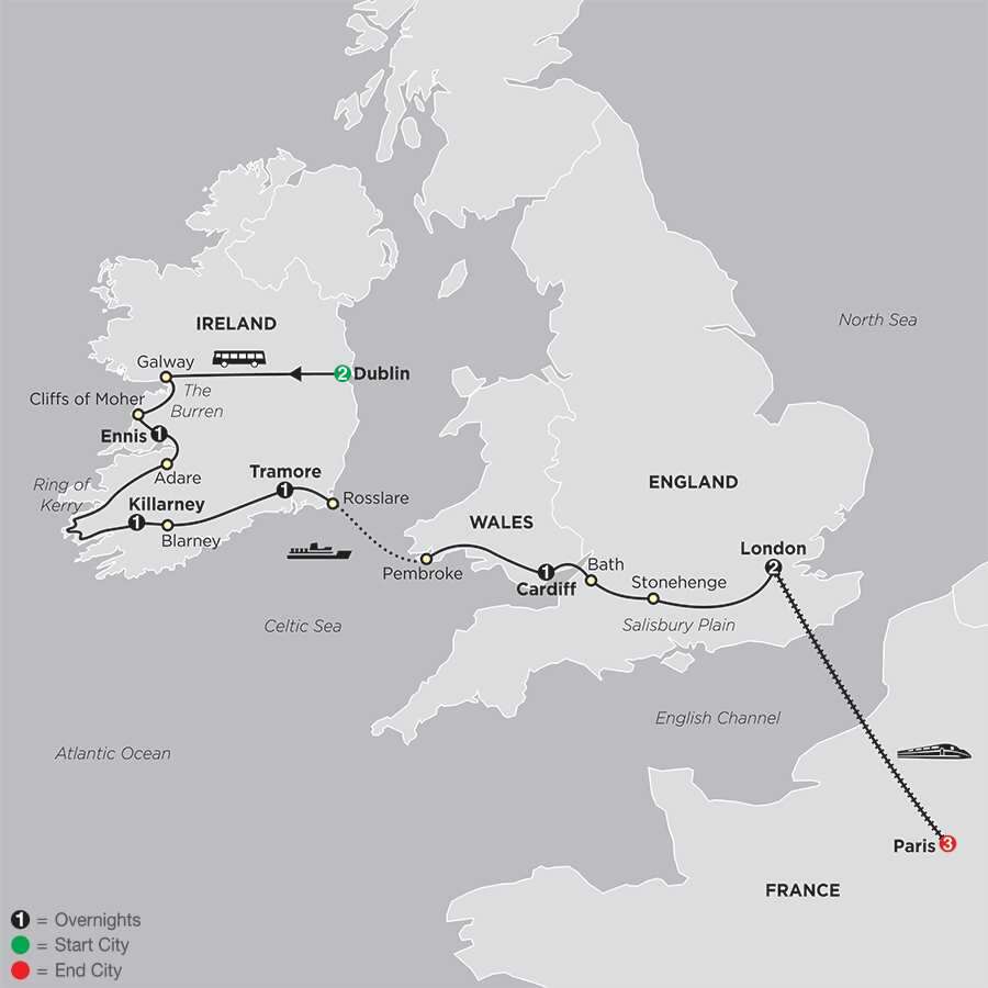 From Dublin to London with Paris