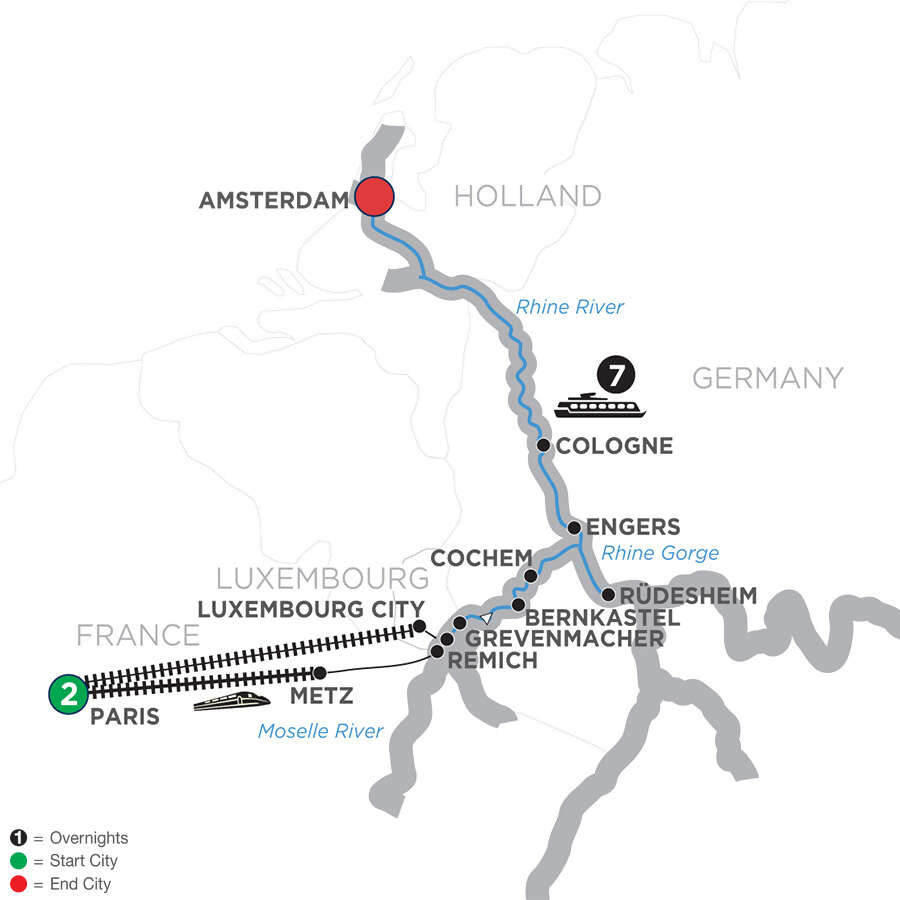 Canals, Vineyards & Castles with 2 Nights Paris – Northbound