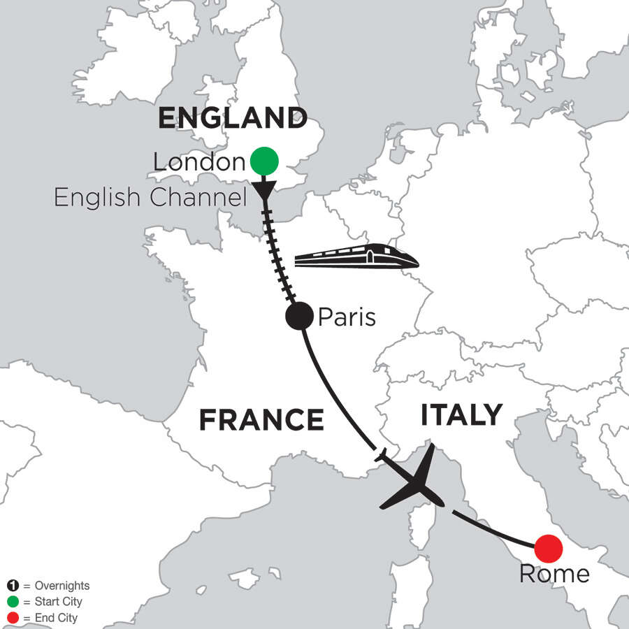 2 Nights London, 5 Nights Paris & 5 Nights Rome