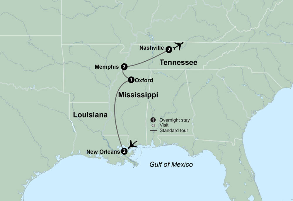 America's Music Cities featuring New Orleans, Memphis & Nashville