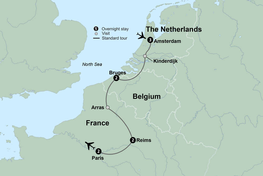 A Journey through the Netherlands, Belgium & France: Canals, Champagne & Culture featuring the Keukenhof Tulip Gardens